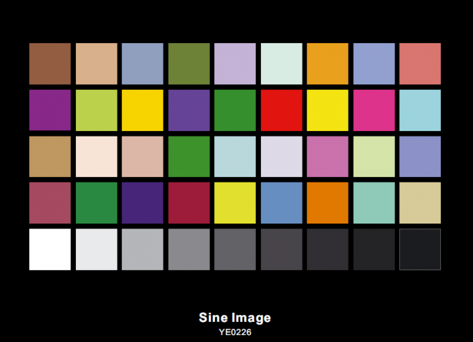 Diagramme d'essai d'interprétation de couleur de Sineimage DTV YE0226 transparent